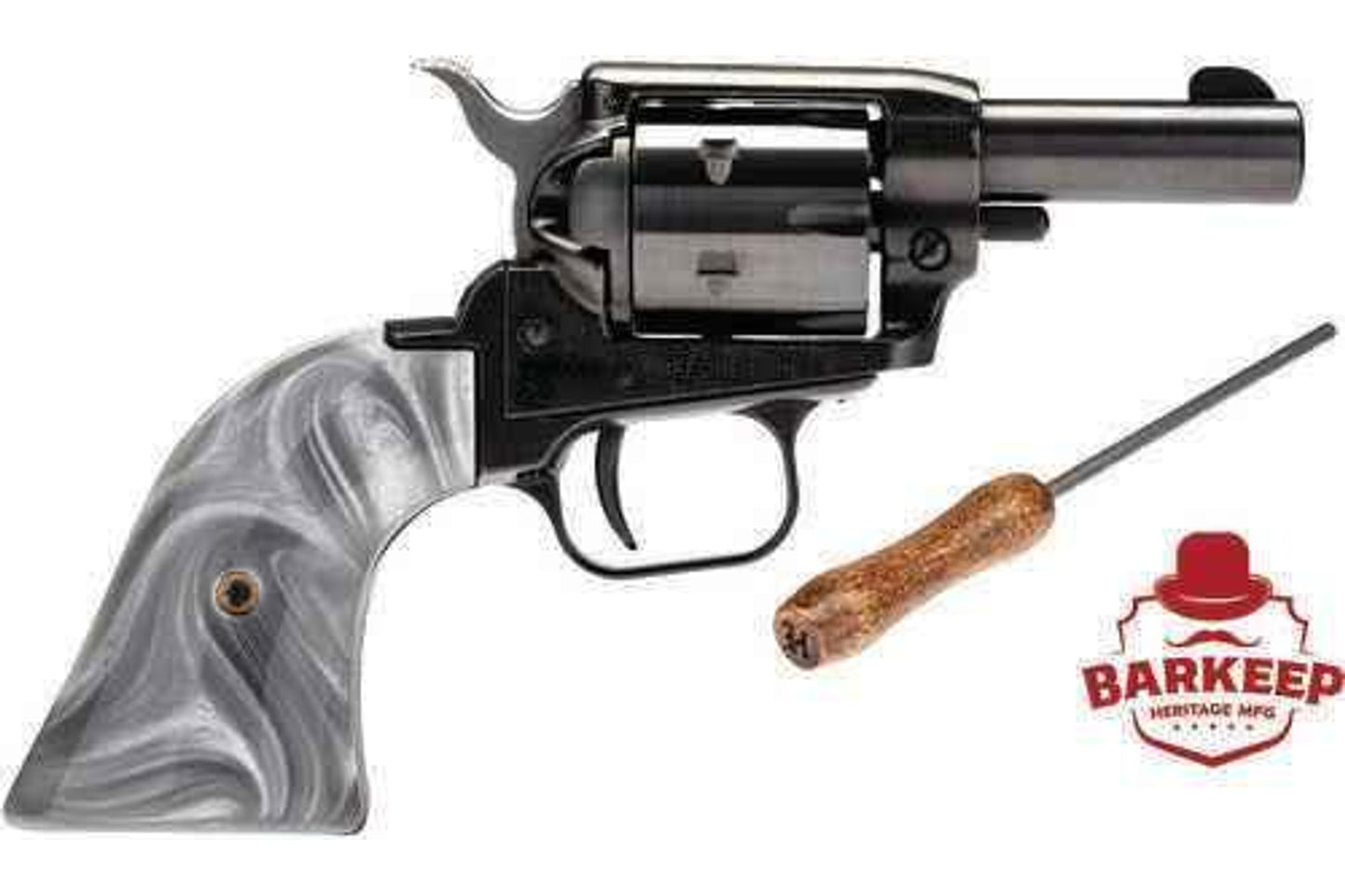 Heritage Barkeep Revolver 22LR 3" Barrel 6rd Capacity Black Oxide Steel Gray Pearl Grip Finish