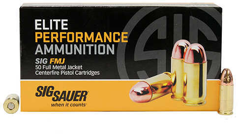 Sig Sauer Elite Performance 9mm Luger Ammunition – Full Metal Jacket 147 Grain 50 Rounds