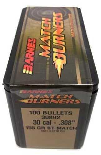 Barnes Bullets Match Burners 30 Caliber .308" 155 Grains Boat Tail (Per 100) 30892