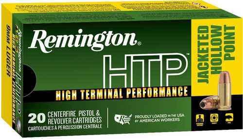 9mm Luger 20 Rounds Ammunition Remington 147 Grain Jacketed Hollow Cavity