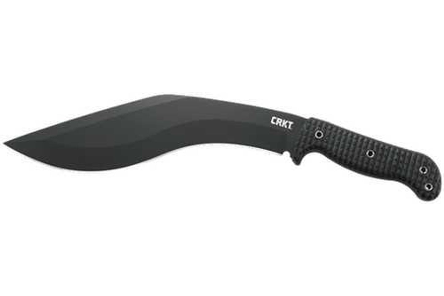 Columbia River KUK 10.56" Fixed Recurve Plain Black Powdercoat Carbon Steel Blade/Black Overmolded Rubber Handle