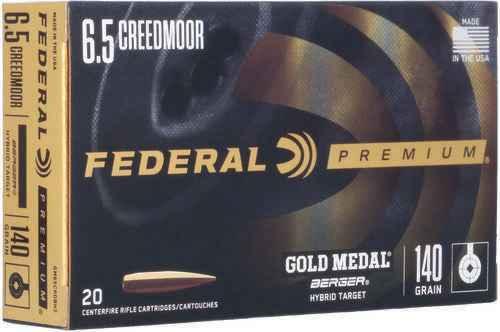 Federal Premium Gold Medal 6.5 Creedmoor 140 Grain Berger Hybrid Target 20 Per Box