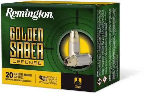 Remington Ammunition 27611 Golden Saber Defense 45 ACP +P 185 Grain Jacketed Hollow Point (JHP) 20 Per Box