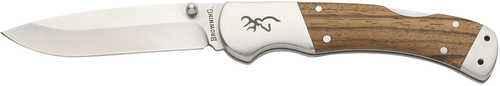 Browning 3220533 Sage Creek Large 3.50" Folding Drop Point Plain Satin 9Cr18MoV SS Blade, Brown Zebra Wood Handle