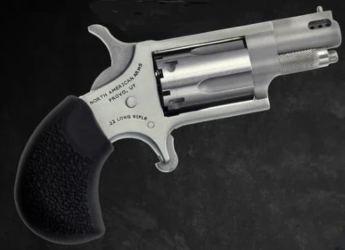 FALSErth American Arms Revolver MINI 22 Long Rifle 1-1/8" Ported Barrel Stainless Steel Black Rubber Grip 1NAA-22LR-P
