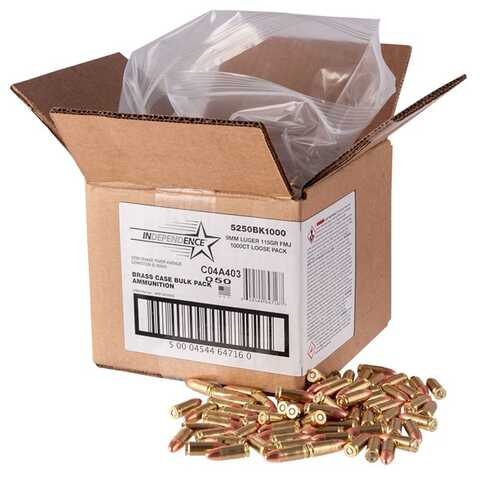 CCI Independence Bulk Pistol Ammo 9mm 115 Gr FMJ – 1000 Rounds Loose Pack