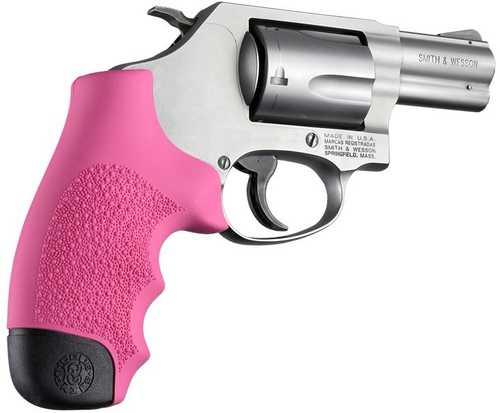 Hogue Grips MoFALSEgrip Fits S&W J Frame Round Butt Finger Grooves Rubber Pink 60007