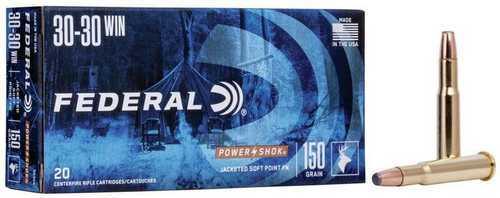 30-30 Winchester 20 Rounds Ammunition Federal Cartridge 150 Grain Soft Point Flat FALSEse