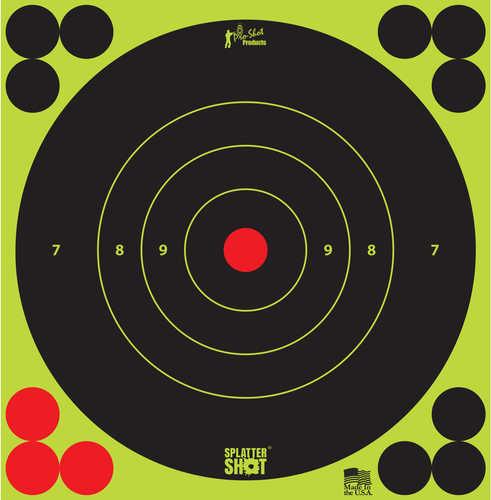 Pro-Shot 6BGREEN12PK SplatterShot Peel & Stick Self-Adhesive Black/Green Bullseye 6" 12 Pack - Western Gun Store