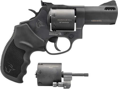 Taurus 692 Medium 38 Special +P/357 Mag/9mm Luger 7 Shot 3" Matte Black Ported Barrel, Cylinder & Frame, Black Ribber Grip, Transfer Bar Safety, Exposed Hammer, 2 Cylinders