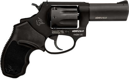 Taurus 942 Ultra-Lite Revolver 22 WMR 8 Shot 3" Matte Black Finish Barrel, Matte Black Finish Cylinder, Black AFALSEdized Finish Aluminum Frame & Finger Grooved Black Polymer Grip