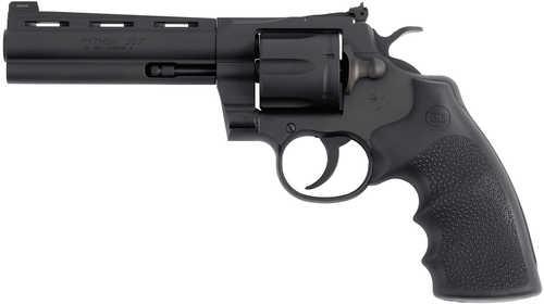Colt Python 357 Mag/38 Special 6 Shot 5" Matte Blued Vent Rib Carbon Steel Barrel, Cylinder & Frame, Black Rubber Grip, Exposed Hammer