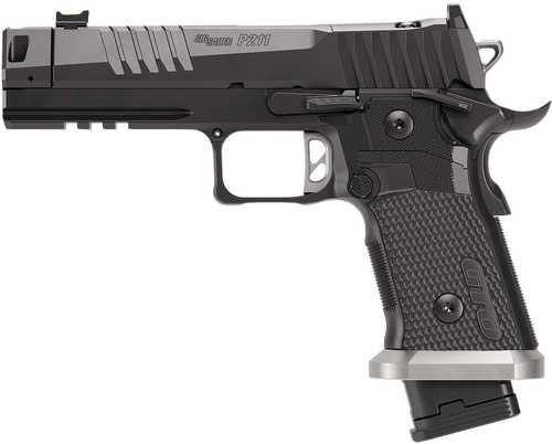 Sig Sauer P211 GTO Full Size 9mm Luger 10+1 4.40" Black Bull Barrel w/MACH3D Compensator, Black Nitron Stainless Steel Optic Ready/Serrated Slide, Black Nitron Stainless Steel Frame w/Picatinny Rail, G10 Grip Panels Grip