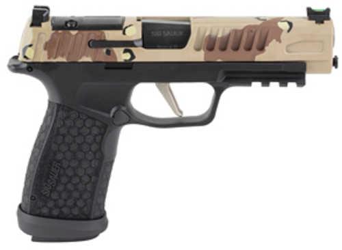 Sig Sauer P365 Fuse, Semi-automatic, Polymer Frame Pistol, Compact, 9MM, 4.3" Barrel, Cerakote Finish, Chocolate Chip DS Camo by Skydas, Sig Sauer LXG Grip, Fiber Optic Front and Low Profile Combat Rear Sights, 3 Magazines, (2)-21 Round Magazines and