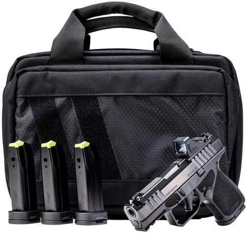 Rost Martin RM1S Comp Bundle 9mm Luger 12+1 15rd 3.60" Compensated Barrel, Black Nitron Steel Integrated Compensator/Serrated w/Optic Slide, Black Polymer Frame w/Picatinny Rail, Textured Grip, Viridian RFX-11 Green