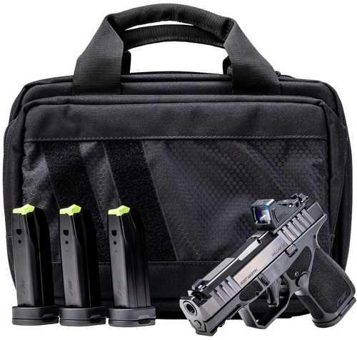 Rost Martin RM1S Comp Bundle *CA Compliant 9mm Luger 10+1 3.60" Compensated Barrel, Black Nitron Steel Integrated Compensator/Serrated w/Optic Slide, Black Polymer Frame w/Picatinny Rail, Textured Grip, Viridian RFX-11 Green Dot