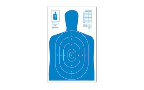 Action Target B-27E EcoFALSEmy Blue Silhouette Cut Off Below Ring 7 23"x35" 100 Per Box B-27EBLUE-100