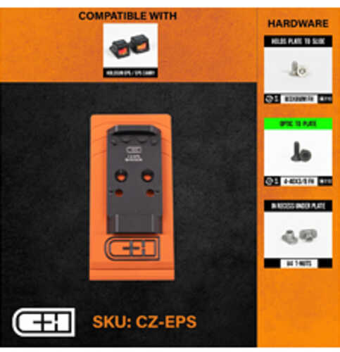 C&H Precision Weapons V4 Optic Mounting Plate Fits CZ P-10 For Holosun EPS/EPS Carry AFALSEdized Finish Black