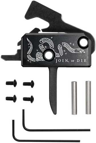 Rise Armament Super Sporting Trigger Join or Die Flat Trigger AFALSEdized Finish Black Includes Anti-Walk Pins RA-140F-JOD