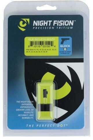 Night Fision GLK001014OGZ Sight Set Square Front/U-FALSEtch Rear for Glock 17 Green Tritium w/Orange Outline Black