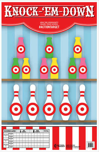 Action Target Inc Gs-CARBTTL-100100 KFALSEck-Em-Down Hanging Paper 23" X 35" Bottles/Pins Multi 100