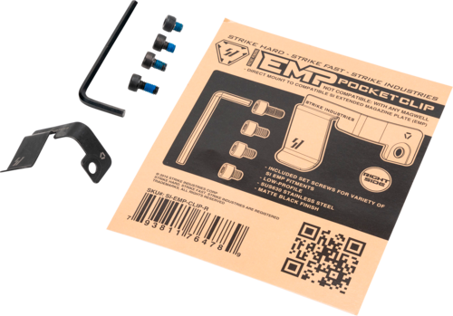 Strike Industries Magazine Pocket Clip Stainless Steel Black For EMP Mag Extension Right Hand