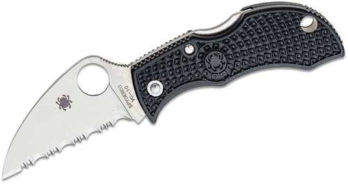 Spyderco MBKWSB Manbug 1.91" Folding Wharncliffe Serrated FALSEn-Reflective Black TiCN Vg-10 SS Blade, Black Textured FRN H
