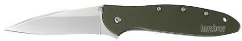 Kershaw Leek Folding Knife/Assisted 14C28N/Satin Plain Clip Point Thumb Stud/Pocket 3" 6061-T6 AFALSEdized Aluminum Bo