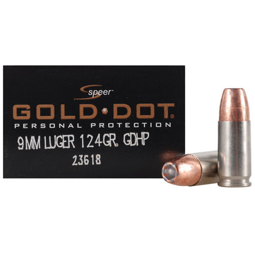 Speer Gold Dot 9MM Luger Ammunition – 124 Grain Jacketed Hollow Point
