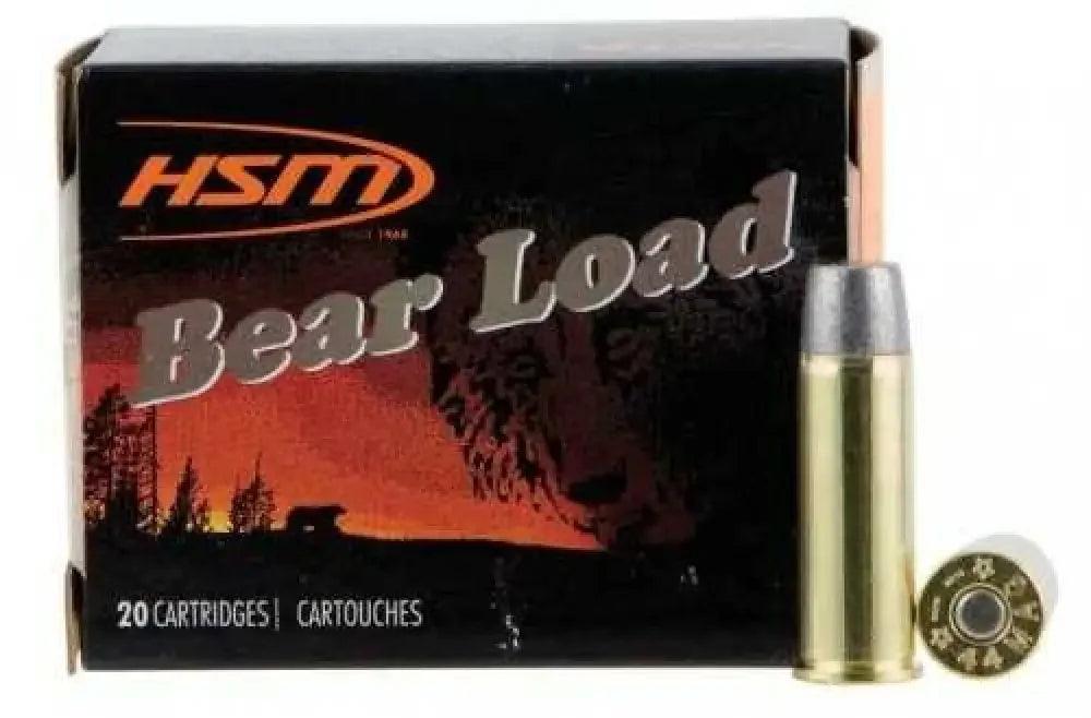 HSM .44 Remington Magnum 305 grain WFN gas check bear ammo box with 20 cartridges
