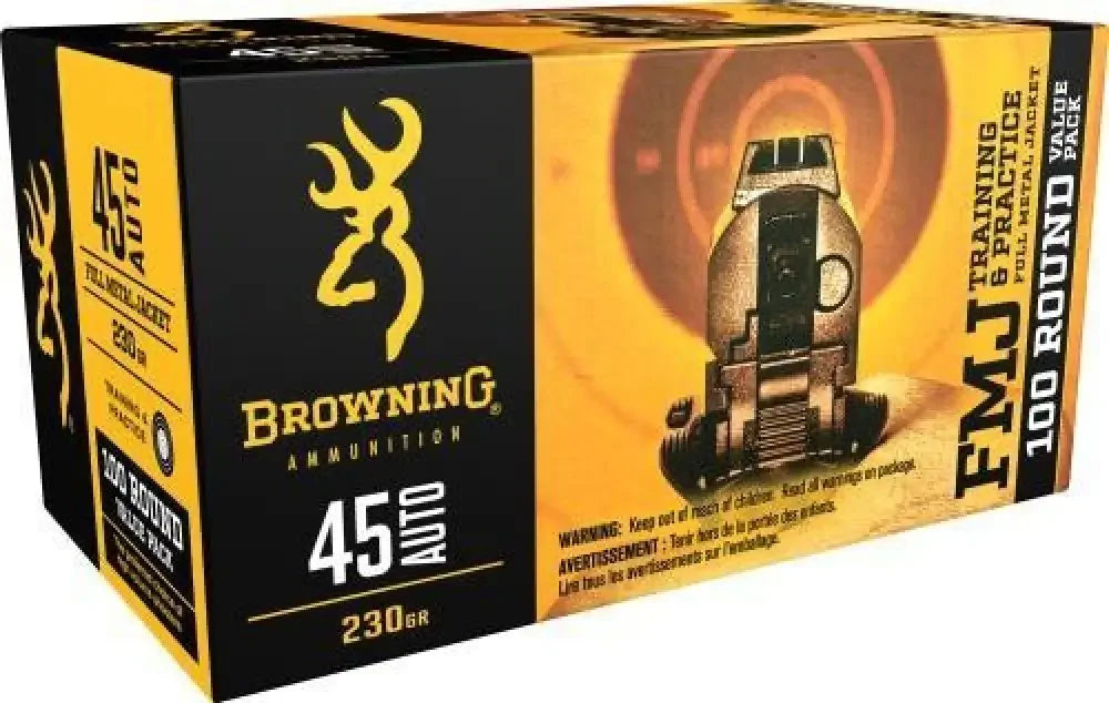 Browning 45 ACP 100 rounds ammunition 230 grain full metal jacket