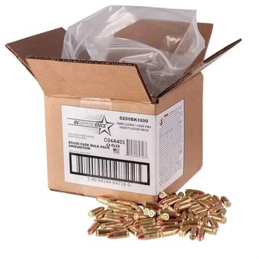 CCI Independence bulk pistol ammo 9mm 115gr FMJ 1000 rounds loose pack