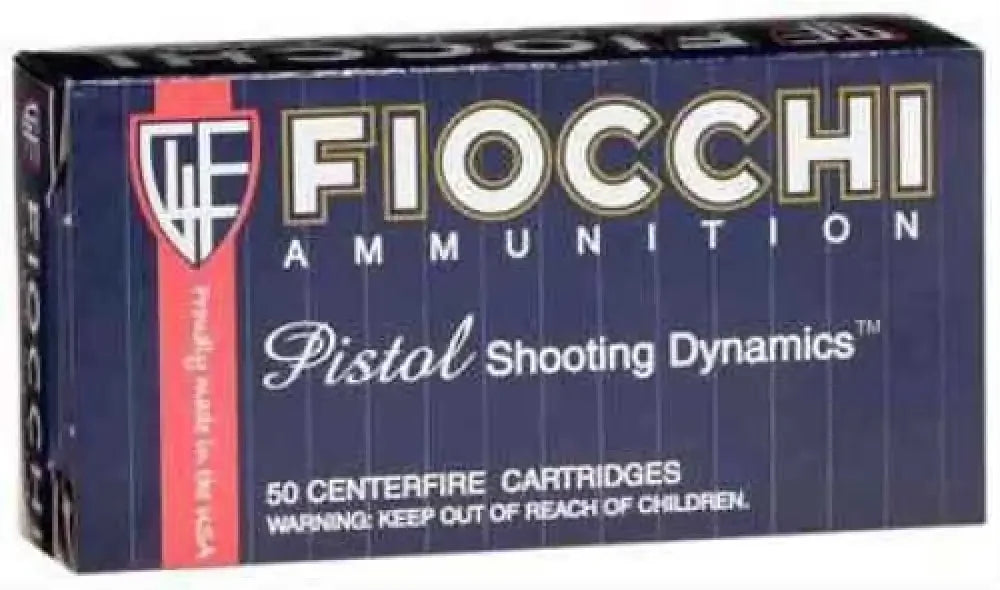 Fiocchi 32 S&W Long 97 Grain LRN box for target shooting, navy blue with red branding