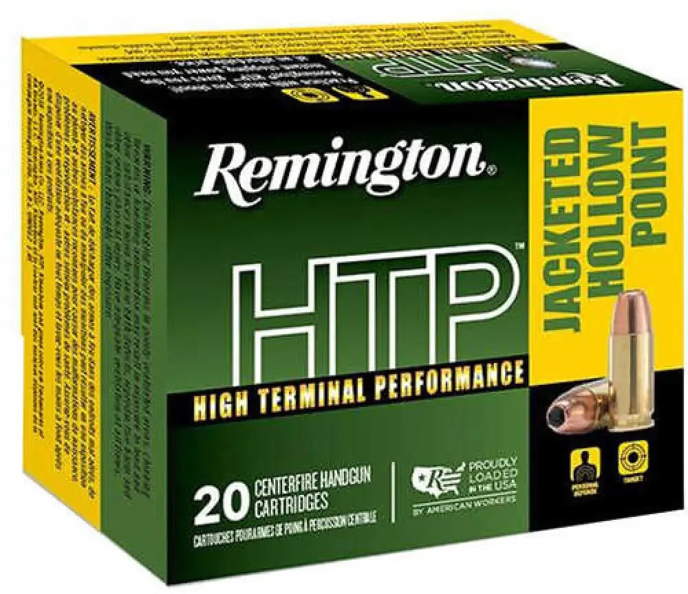 Remington 9mm Luger high terminal performance 125 grain JHP ammo box