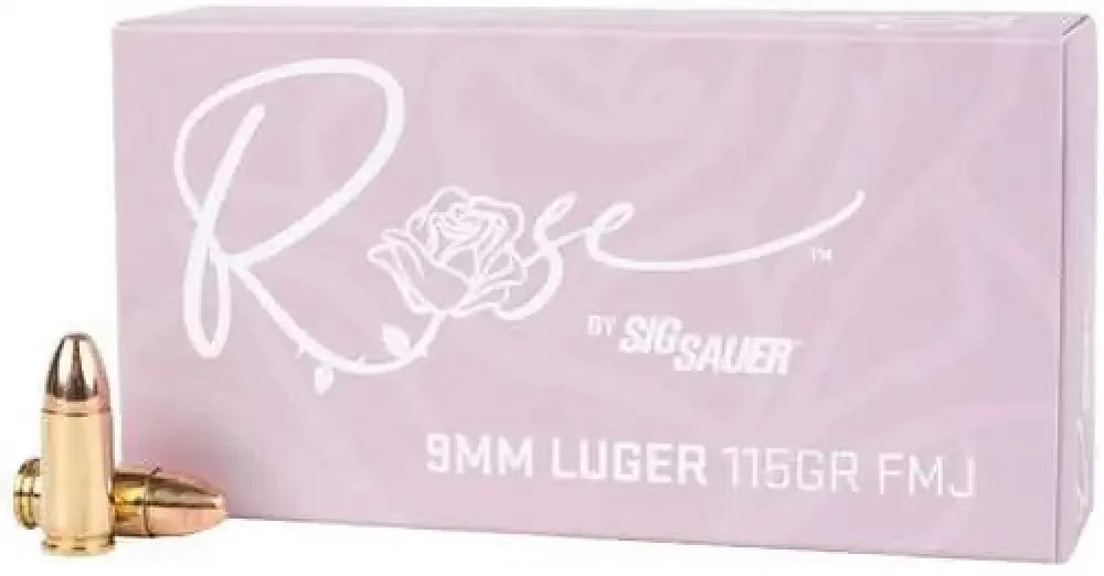 Sig Sauer Rose 9mm Luger 115gr JHP handgun ammunition box