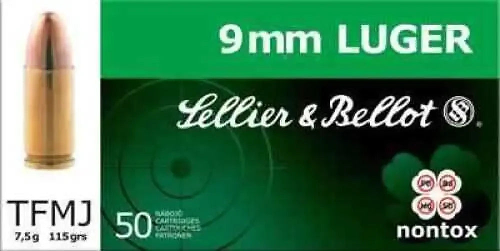 Sellier & Bellot 9mm Luger Ammo Precision Power - 115 Grain / Full Metal Jacket - Handgun