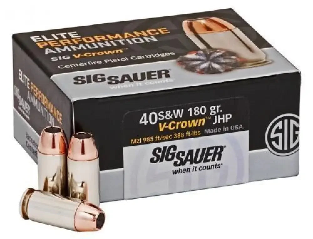 Sig sauer e40sw250 40 S&W 180 grain V-Crown JHP cartridges