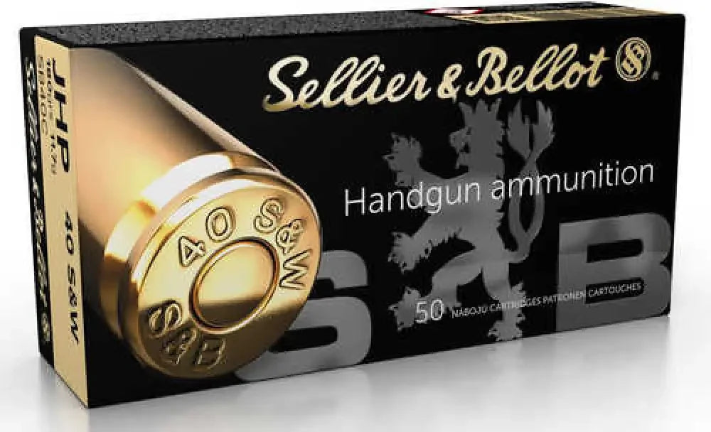 Sellier & Bellot 40 S&W 180 grain jacketed hollow point ammo box