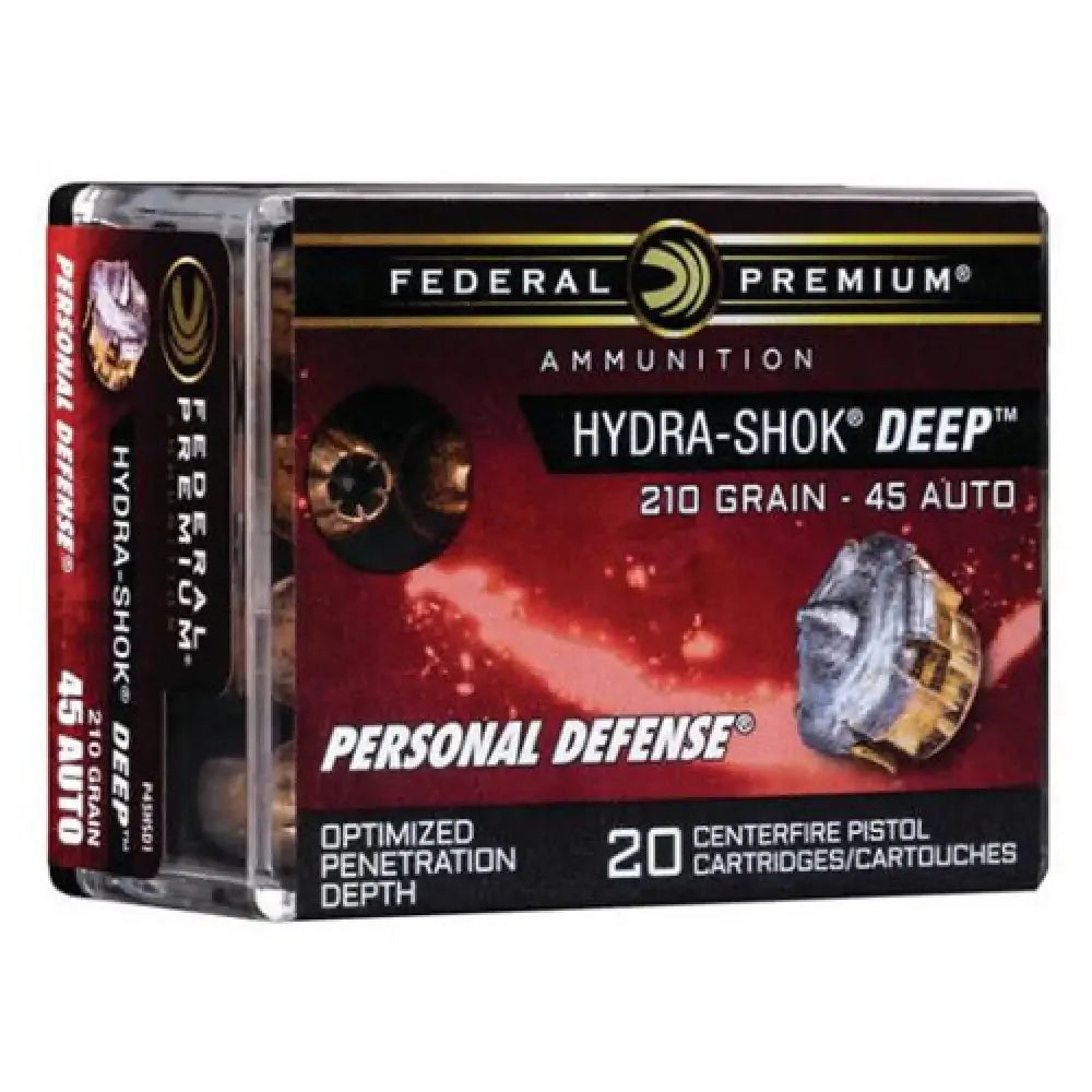 Federal Premium 45 ACP 210 grain hollow point ammo box