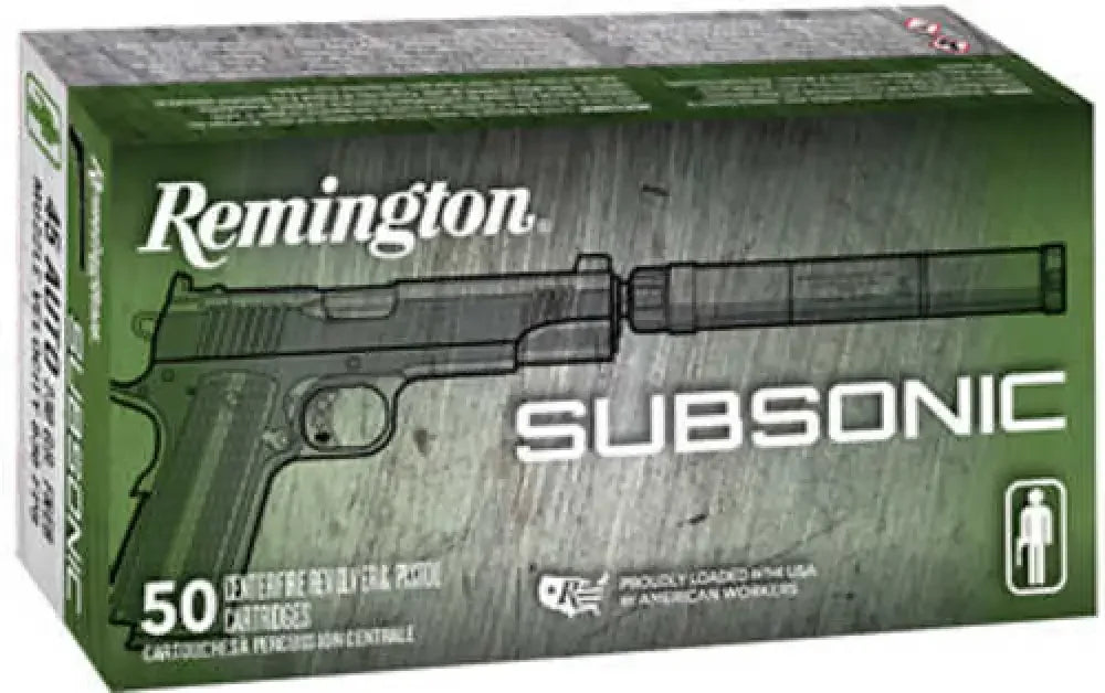 Remington subsonic 45 ACP ammunition 230 grain flat nose for enhanced accuracy