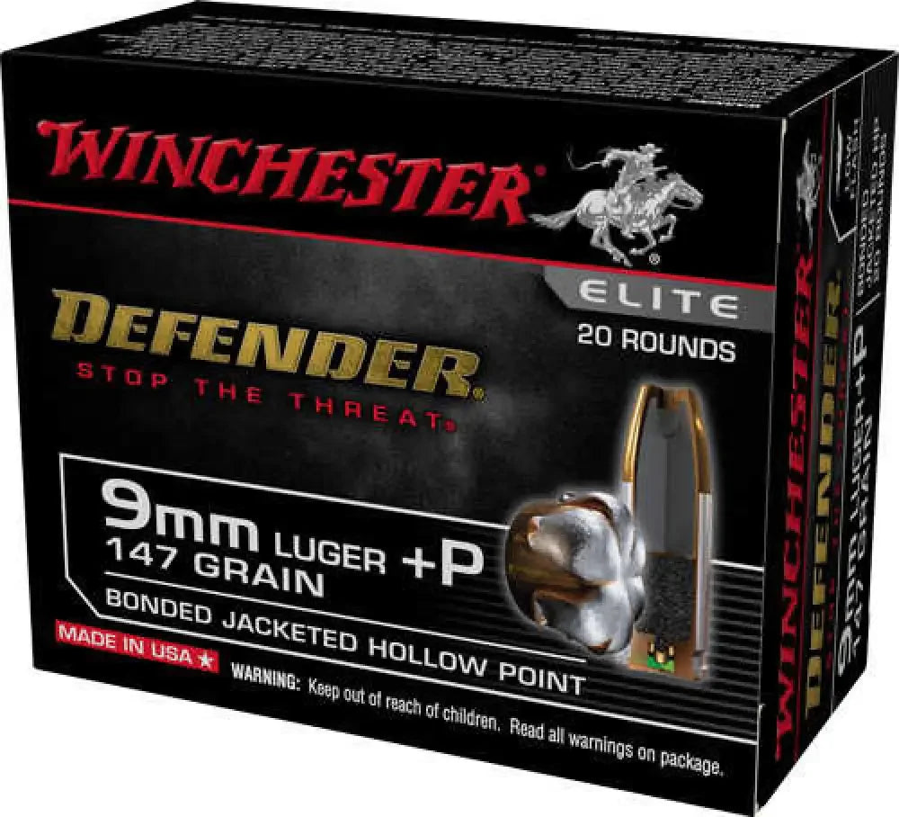 Winchester Supreme Elite 9mm 147 Grain Bonded JHP Ammo Box