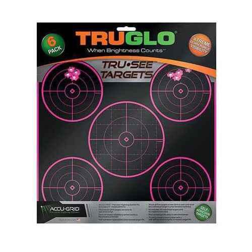 Truglo Target 5-Bulls Eye 12x12 Pink 6 Pack Md: TG11P6