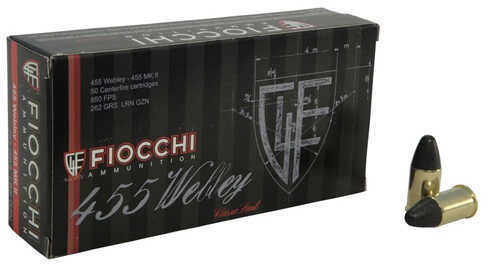 Fiocchi 455 Webley Ammunition â€“ 262 Grain Lead Round Nose