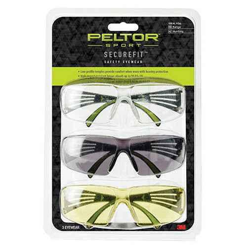 3M/Peltor SecureFit 400 Anti-fog Glasses Lightweight Amber/Clear/Gray Safety Eyewear 3-Pack SF400-P3PK-6