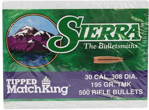 Sierra Bullets 30 Caliber Tipped MatchKing 195 Grains Polymer Boat Tail Per 500 Md: 7795C