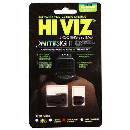 HIVIZ Sight Systems Night Tritium Front & Rear Set Ruger Security 9