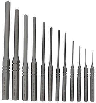 Grace USA Tools Professional 12 Pieces Steel Roll Pin Punch Set with Vinyl Pouch