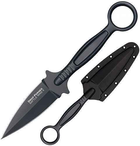 Cold Steel Drop Forged Fixed Knife Battle Ring II, 3 1/2" Grey Teflon Coated Blade, Secure-Ex Sheath with Ulti-Clip