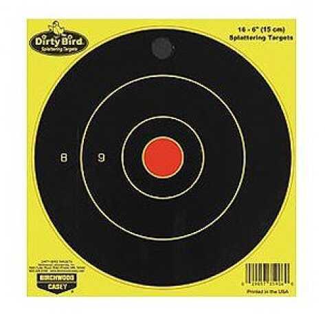 Birchwood Casey Dirty Bird Target Round Bullseye 6" 16 Targets Yellow 35906