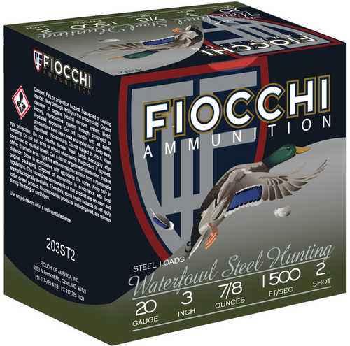 20 Gauge 25 Rounds Ammunition Fiocchi Ammo 3" 7/8 oz Steel #2
